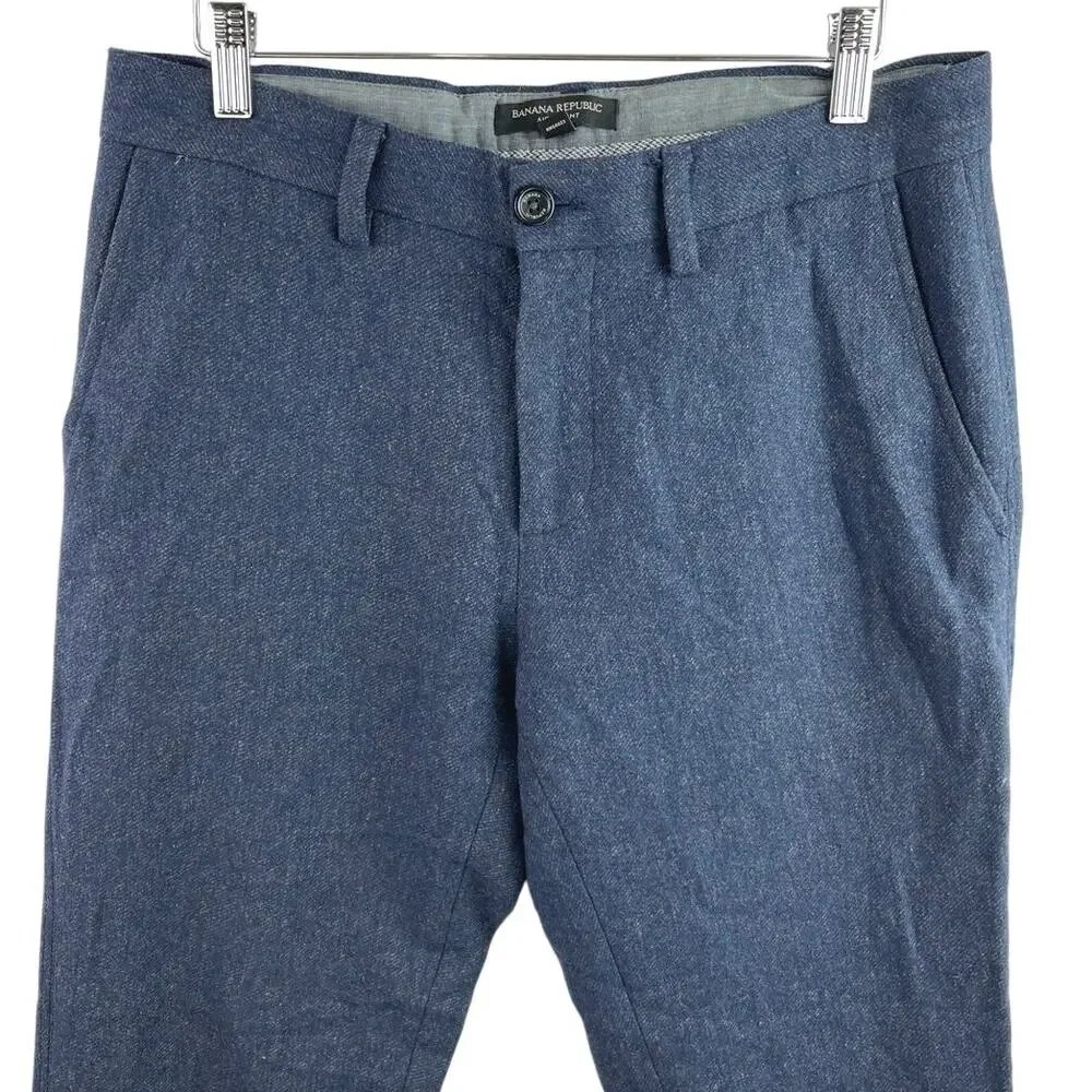 Banana Republic Aiden Men's Blue Wool Straight Leg Trouser Dress Pants Size 32